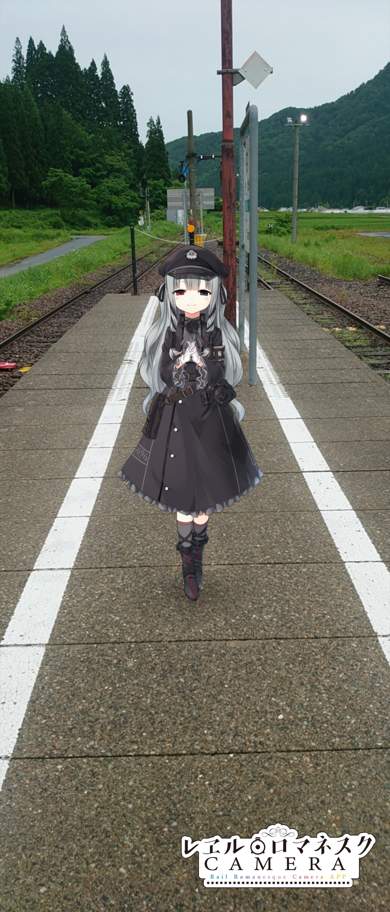 只見駅ホームのみくろさん 只見駅ホームのみくろさん